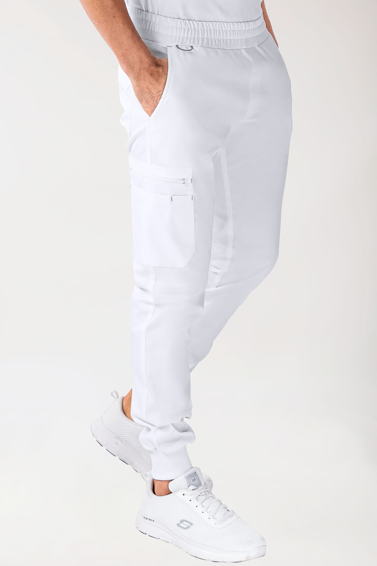 CLINIC STRETCH Hose Herren - Saumbündchen weiß/grau