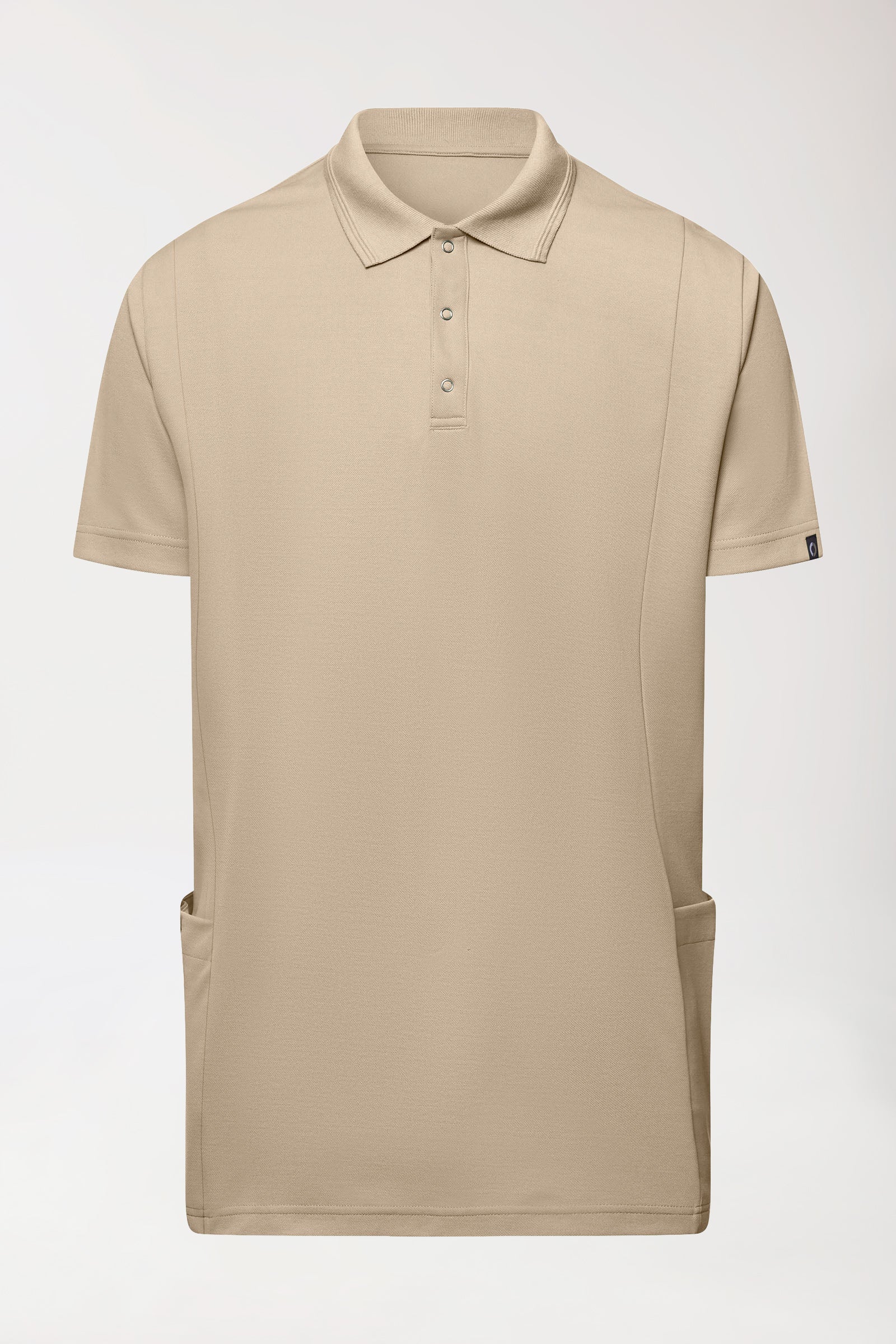 COMFY FLEX Stretch Schlupfkasack Herren - Polokragen sand, Vorderansicht 