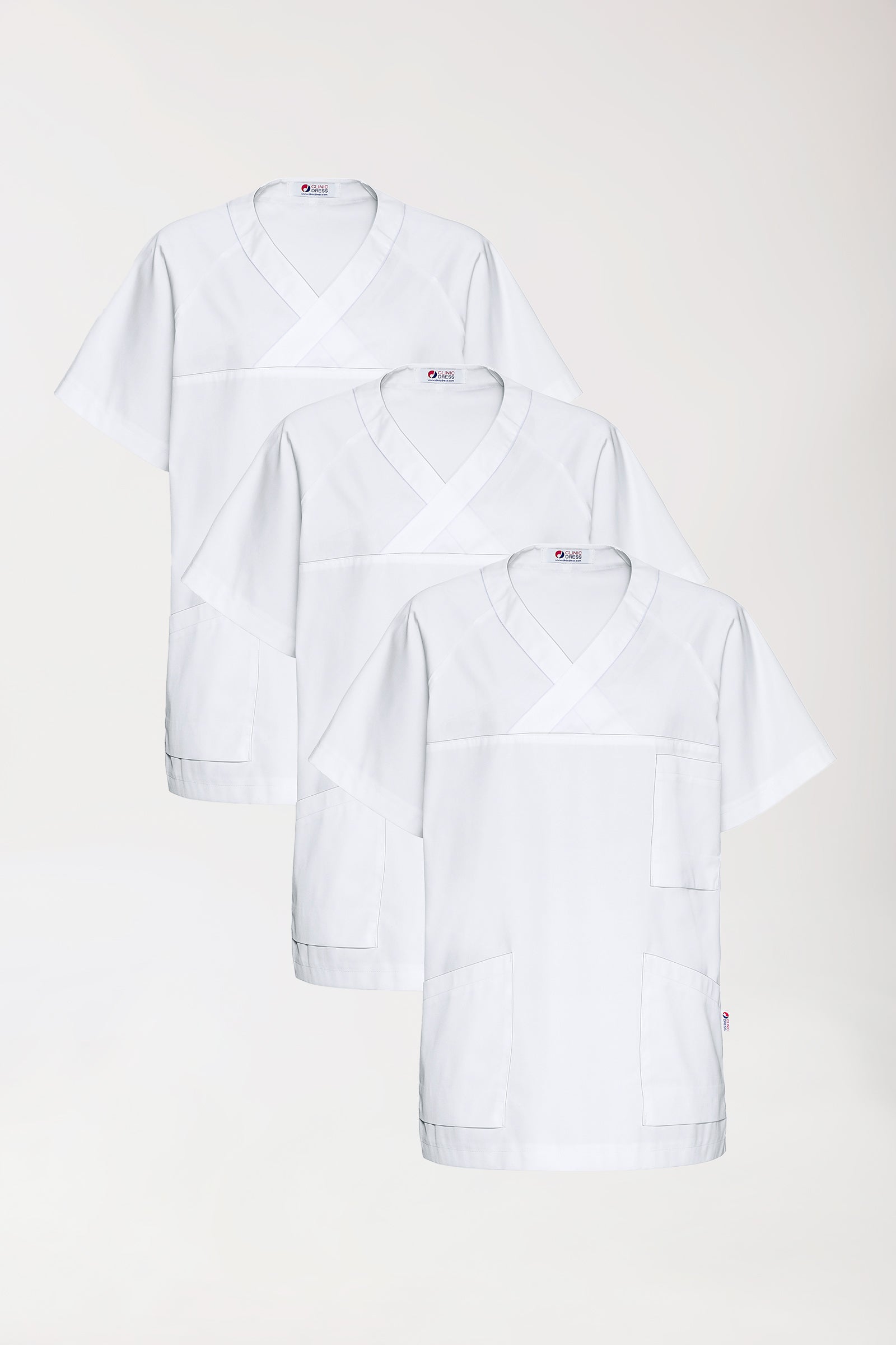 CORE Schlupfkasack Herren - 3er-Pack - V-Ausschnitt weiß