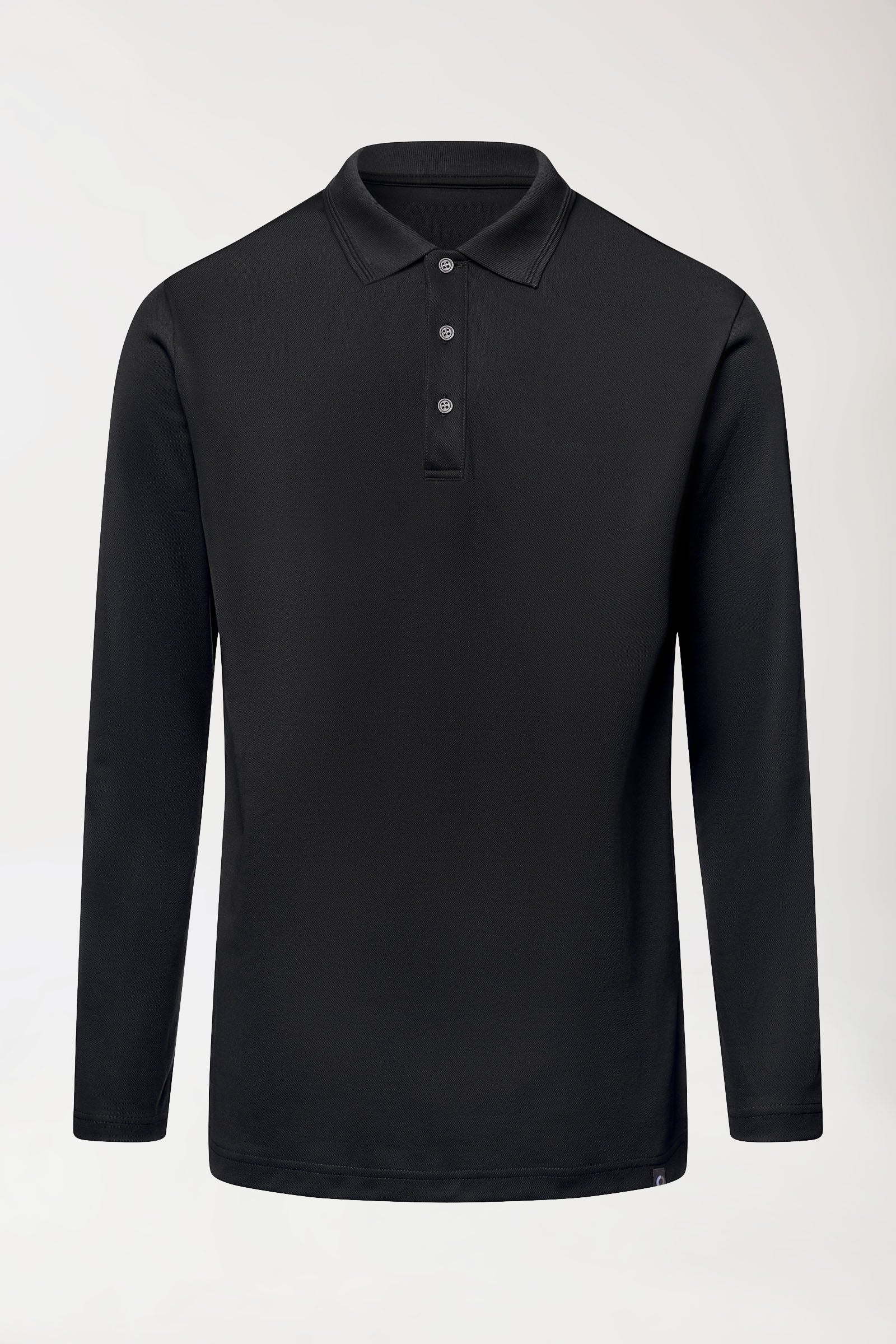 COMFY FLEX Stretch Longsleeve Herren - Polokragen schwarz