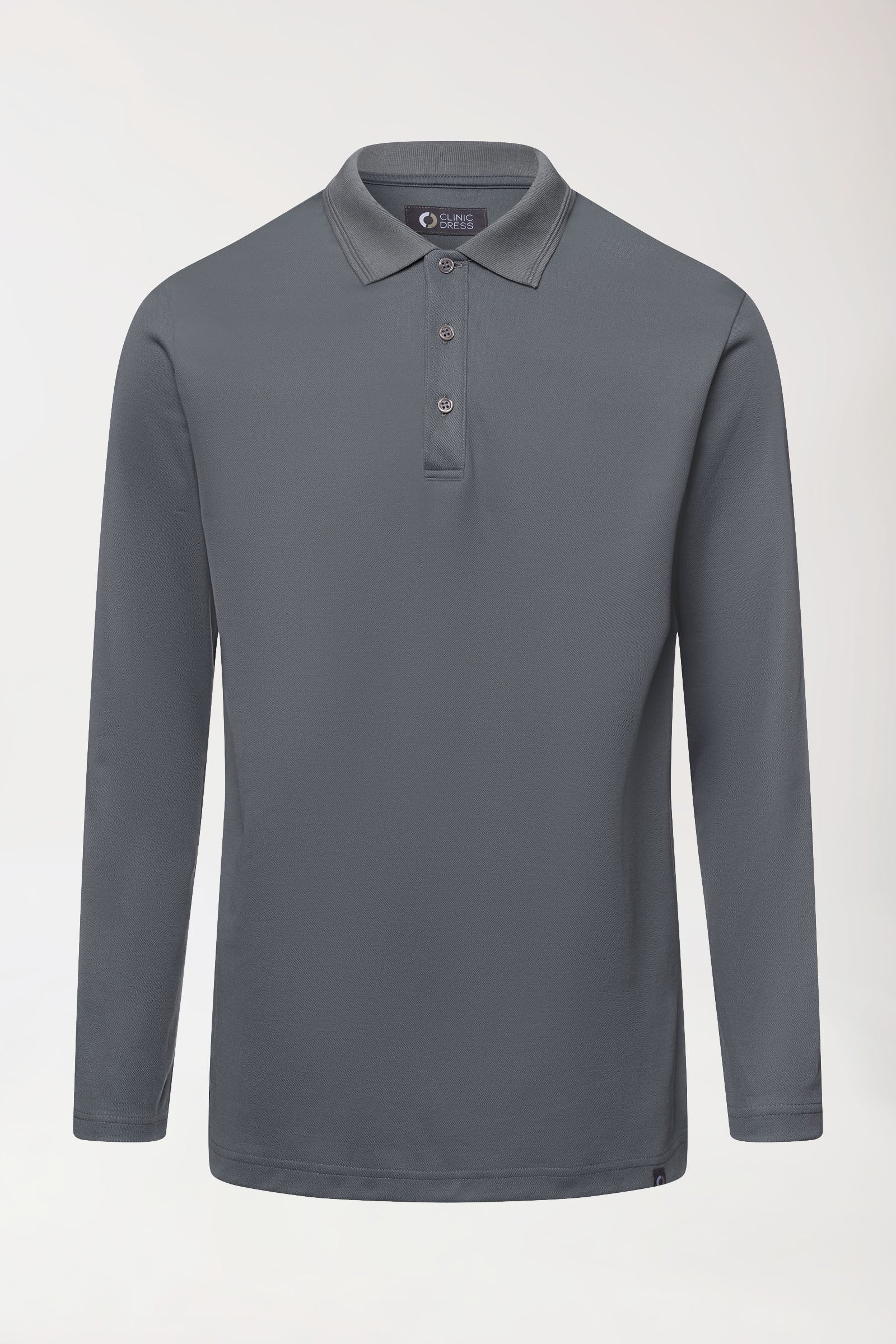 COMFY FLEX Stretch Longsleeve Herren - Polokragen steingrau