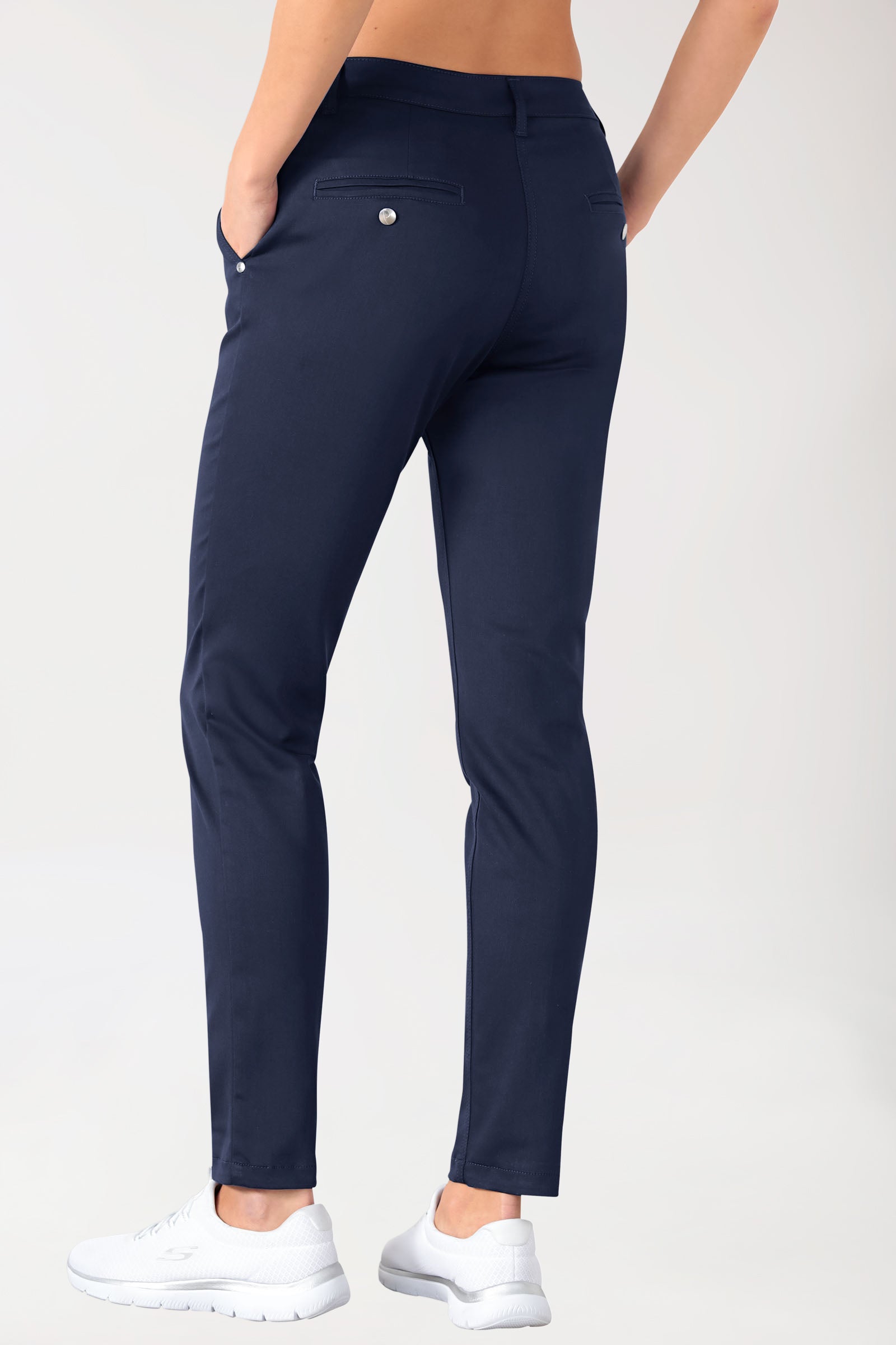 Stretch Hose Damen - Chino Style navy, Vorderansicht 