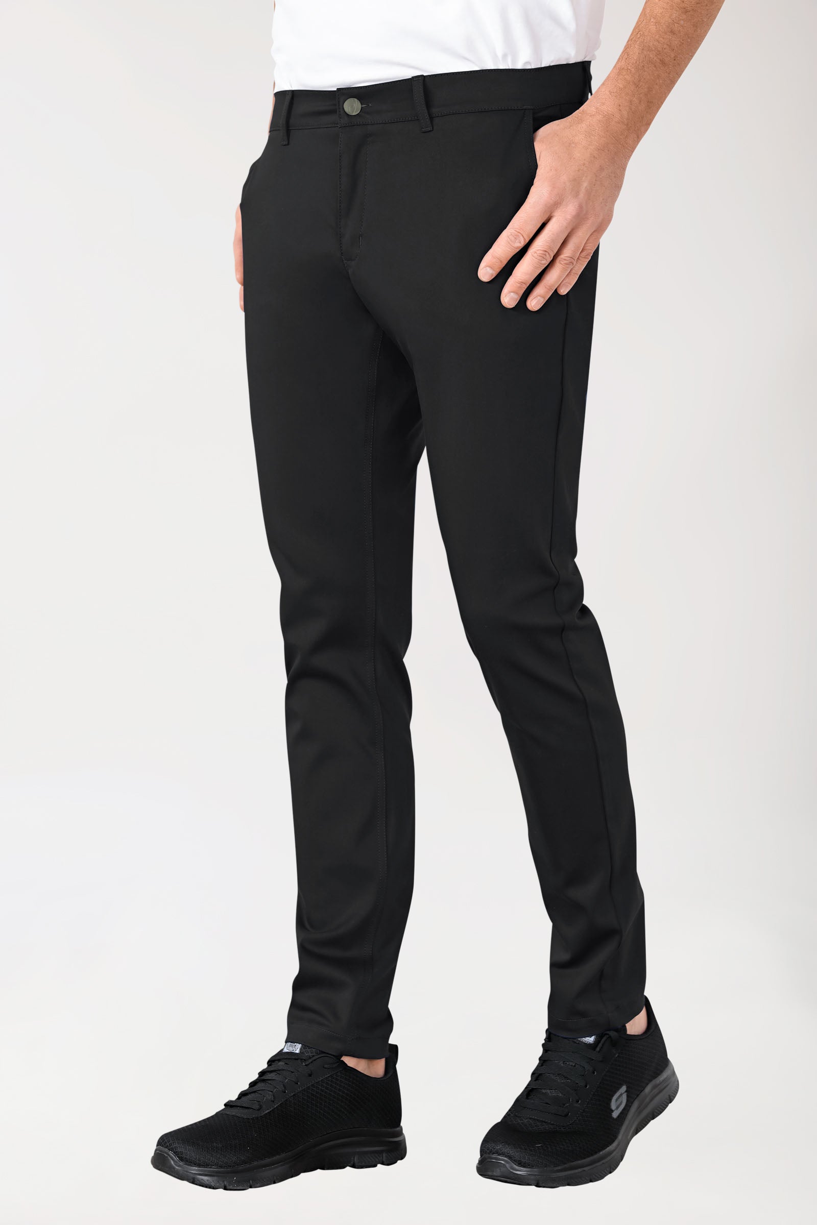 Stretch Hose Herren - Chino Style schwarz, Vorderansicht 