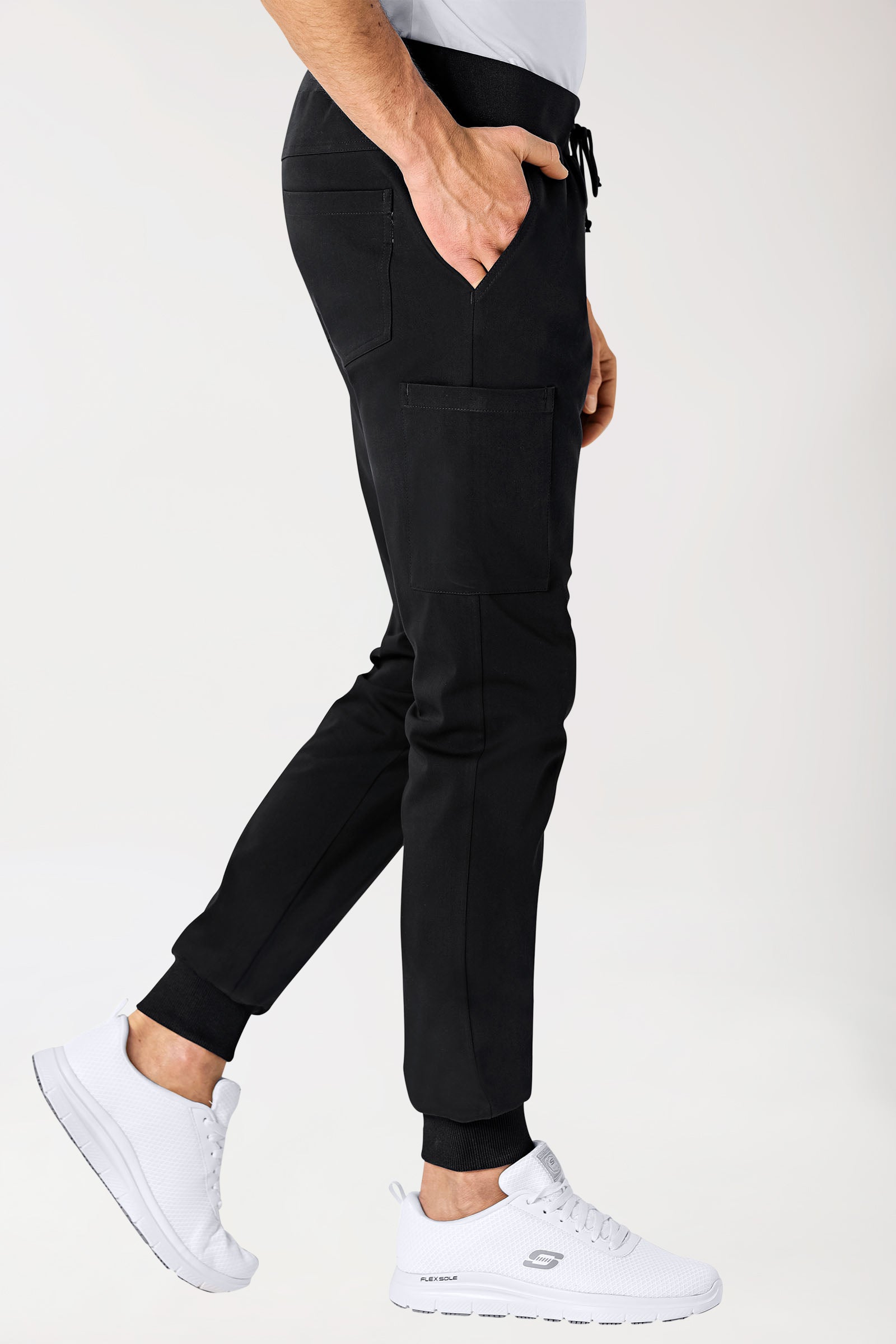 Stretch Hose Herren - Jogpants schwarz, Vorderansicht 
