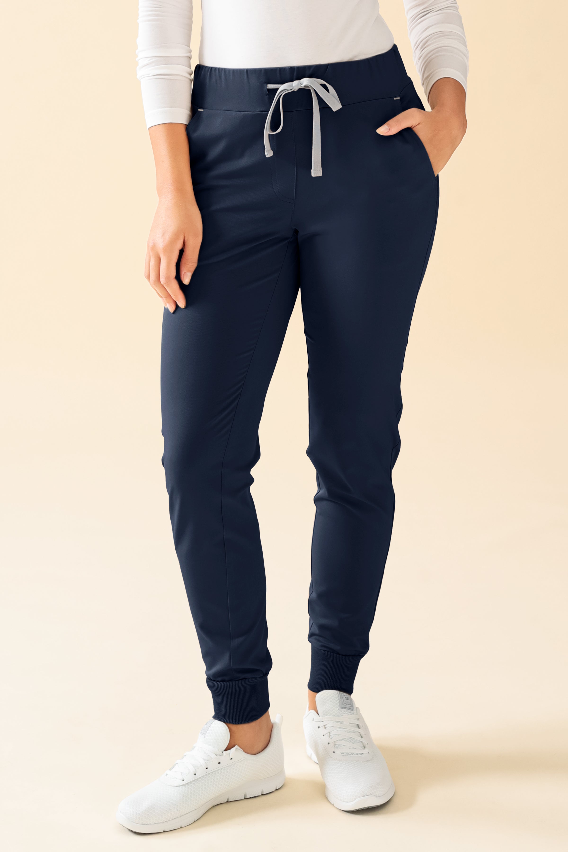 KAERE Hose Damen - Saumbündchen ohne Beintaschen navy, Vorderansicht 