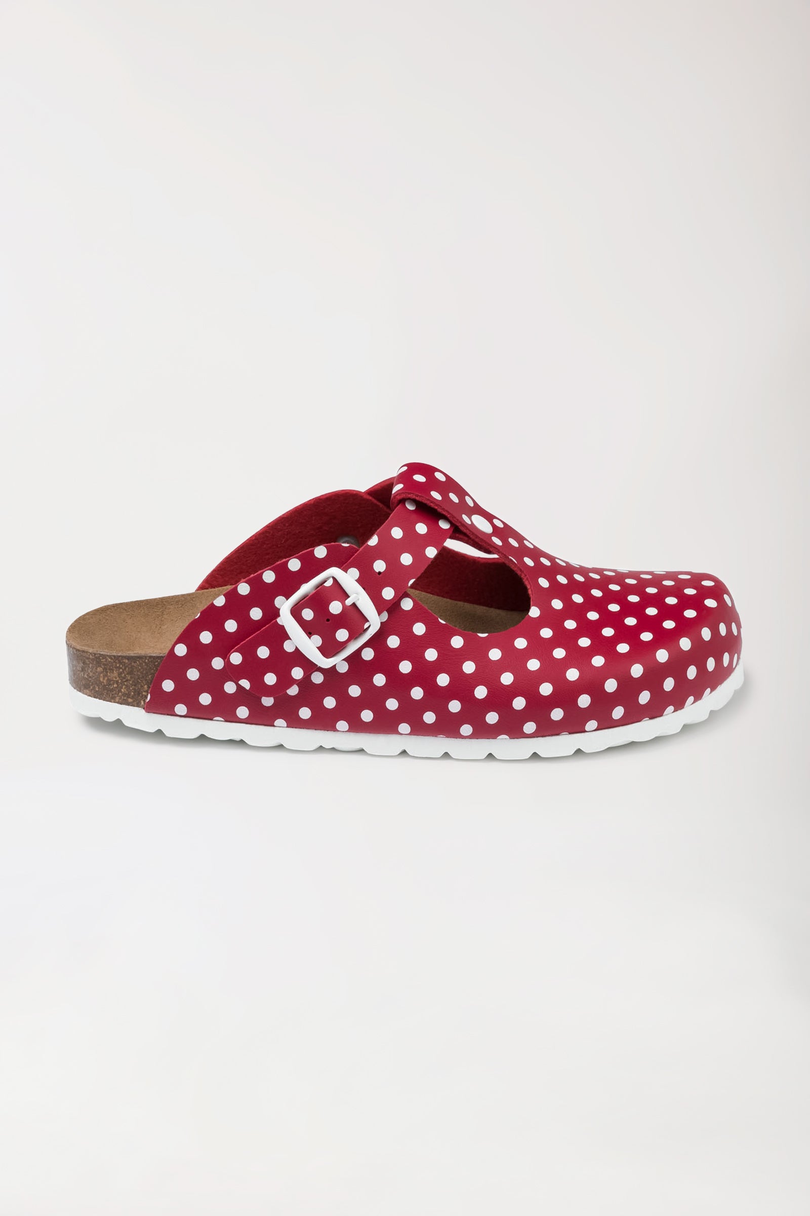 Damen Clog rot/weiß, Vorderansicht 