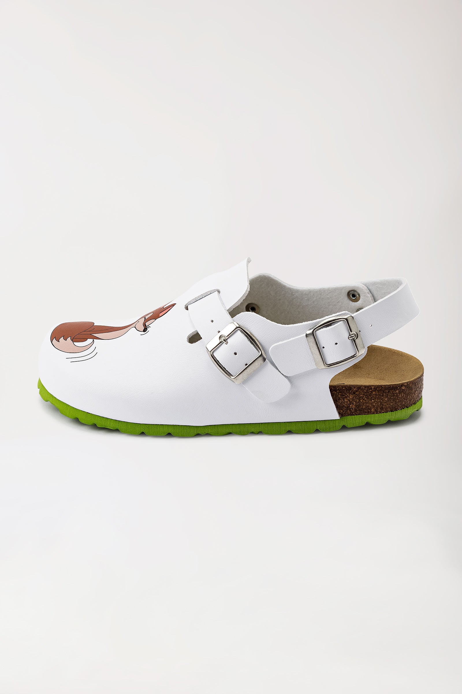 Damen Clog weiß/apfelgrün, Vorderansicht 