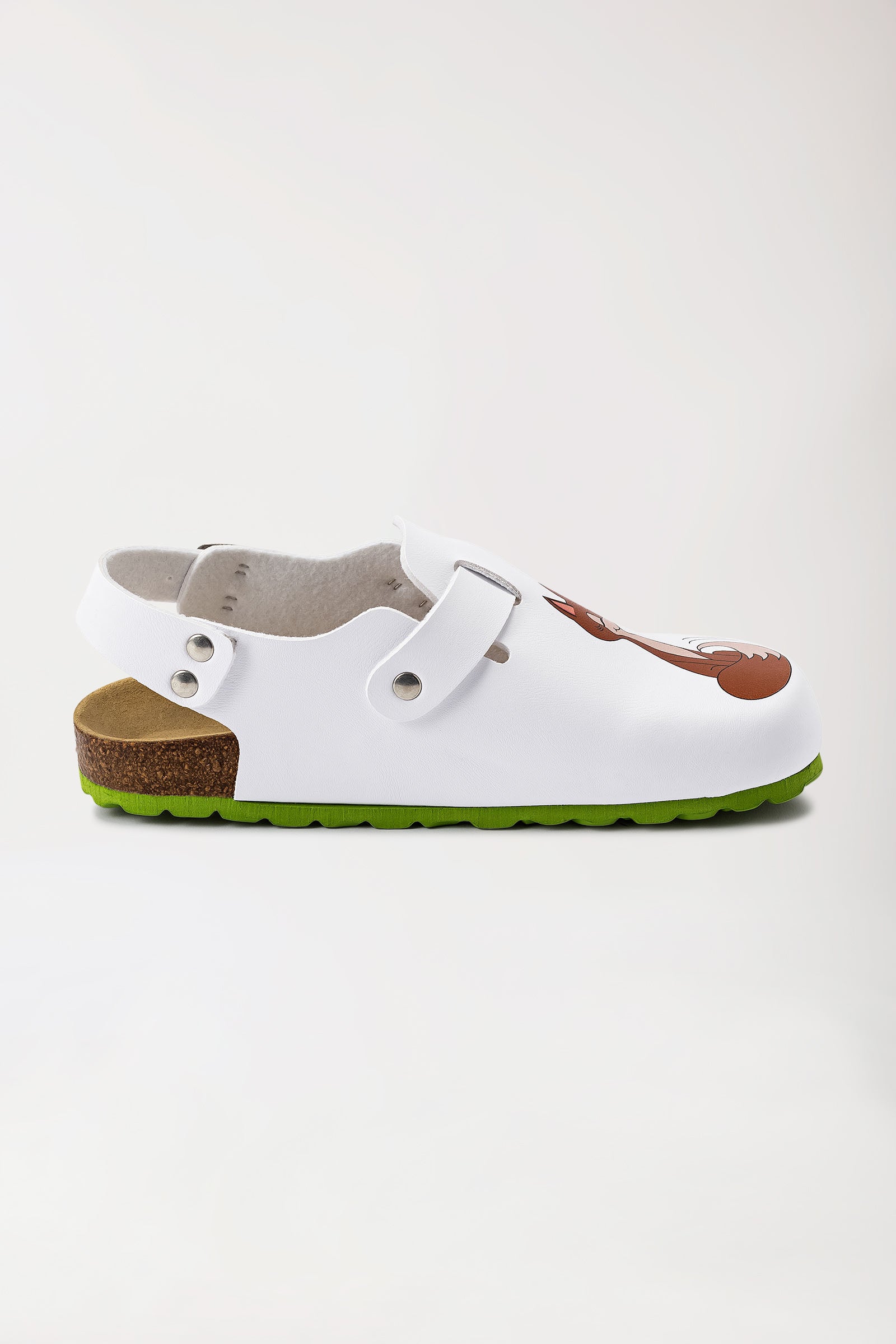 Damen Clog weiß/apfelgrün, Vorderansicht 