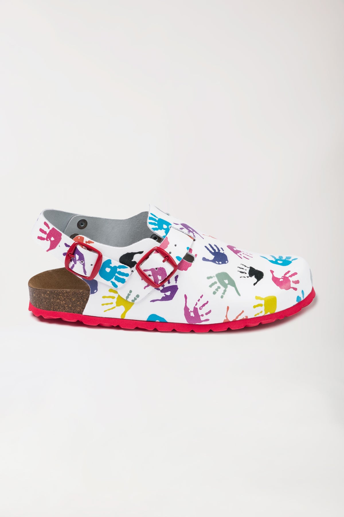 Damen Clog weiß/bunt, Vorderansicht 