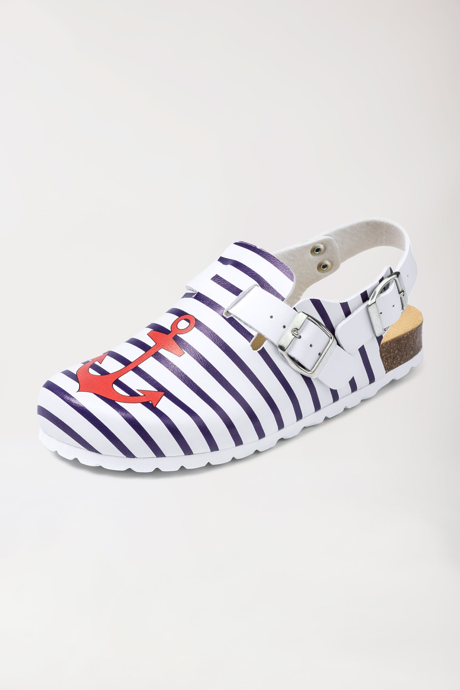 Damen Clog weiß/marine/rot