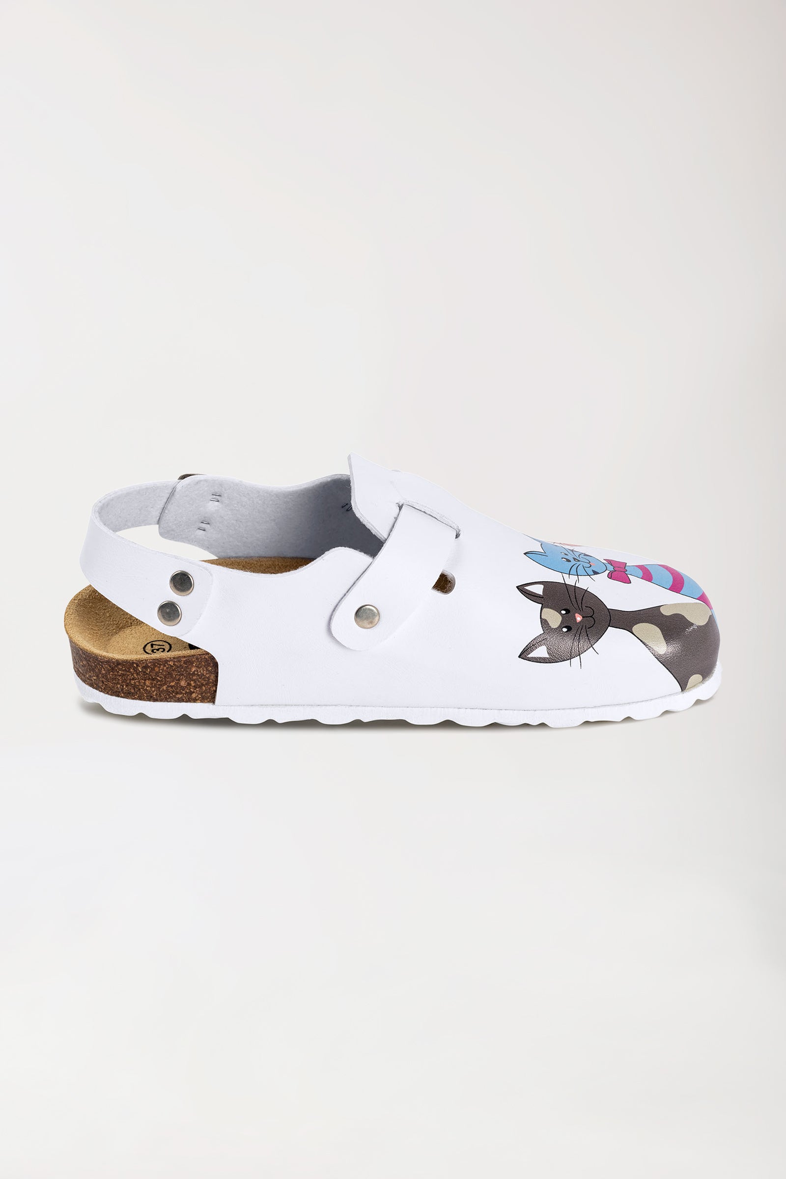 Damen Clog weiß/pfirsichrosa/blau