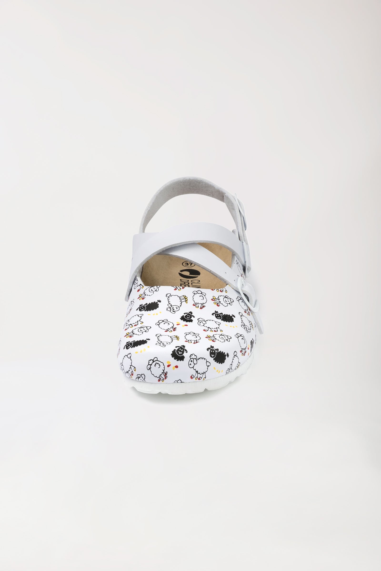 Damen Clog - Kreuzriemen - weiß/schwarz