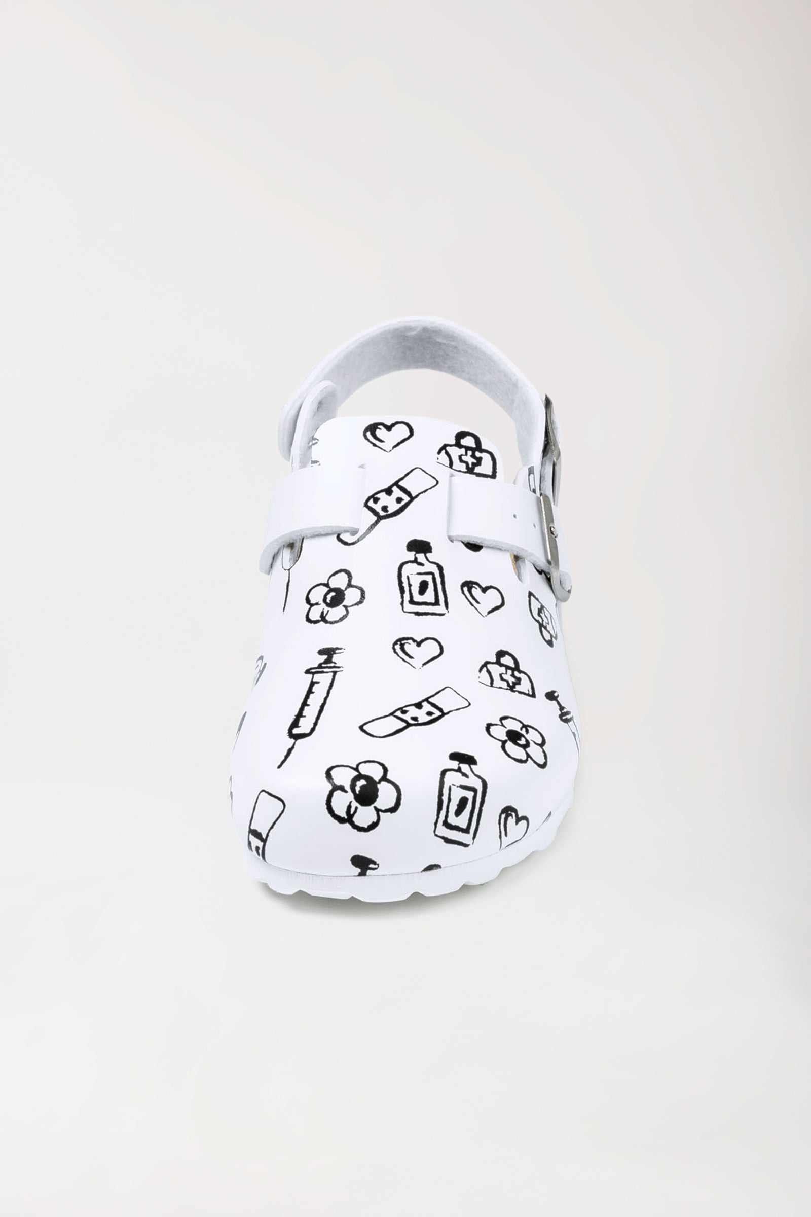 Damen Clog - Fersenriemen - weiß/schwarz