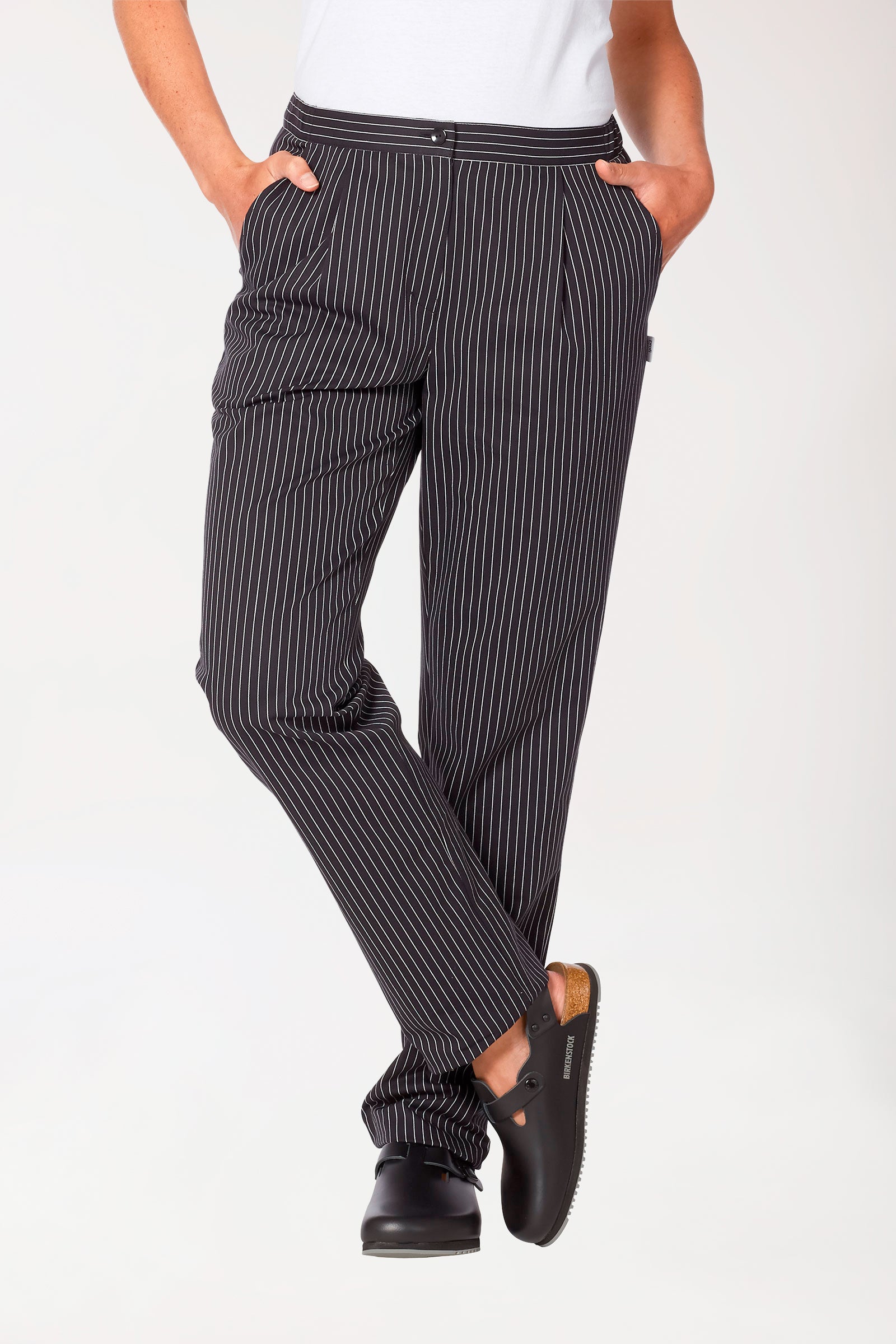 Gastro Stretch Hose Damen - gerades Bein schwarz/weiß