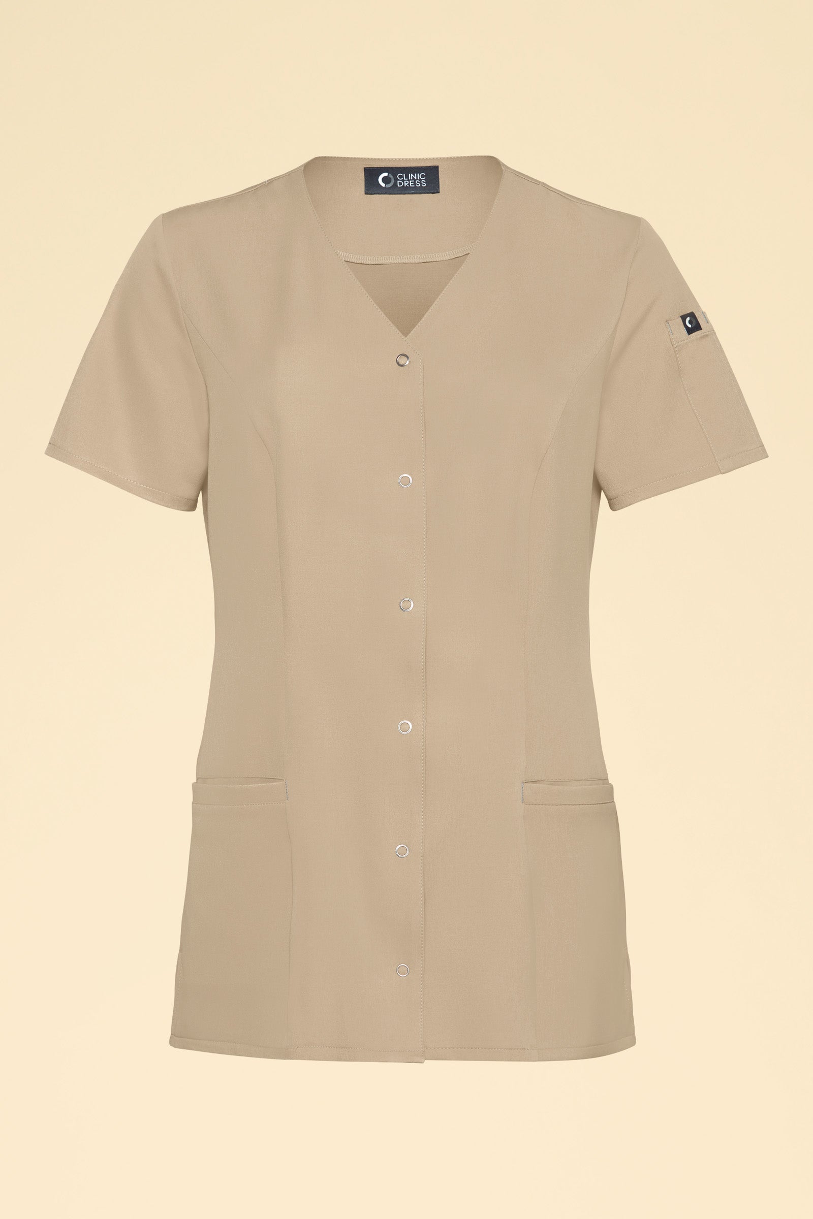 KAERE Kasack Damen - durchgeknöpft sand, Vorderansicht 