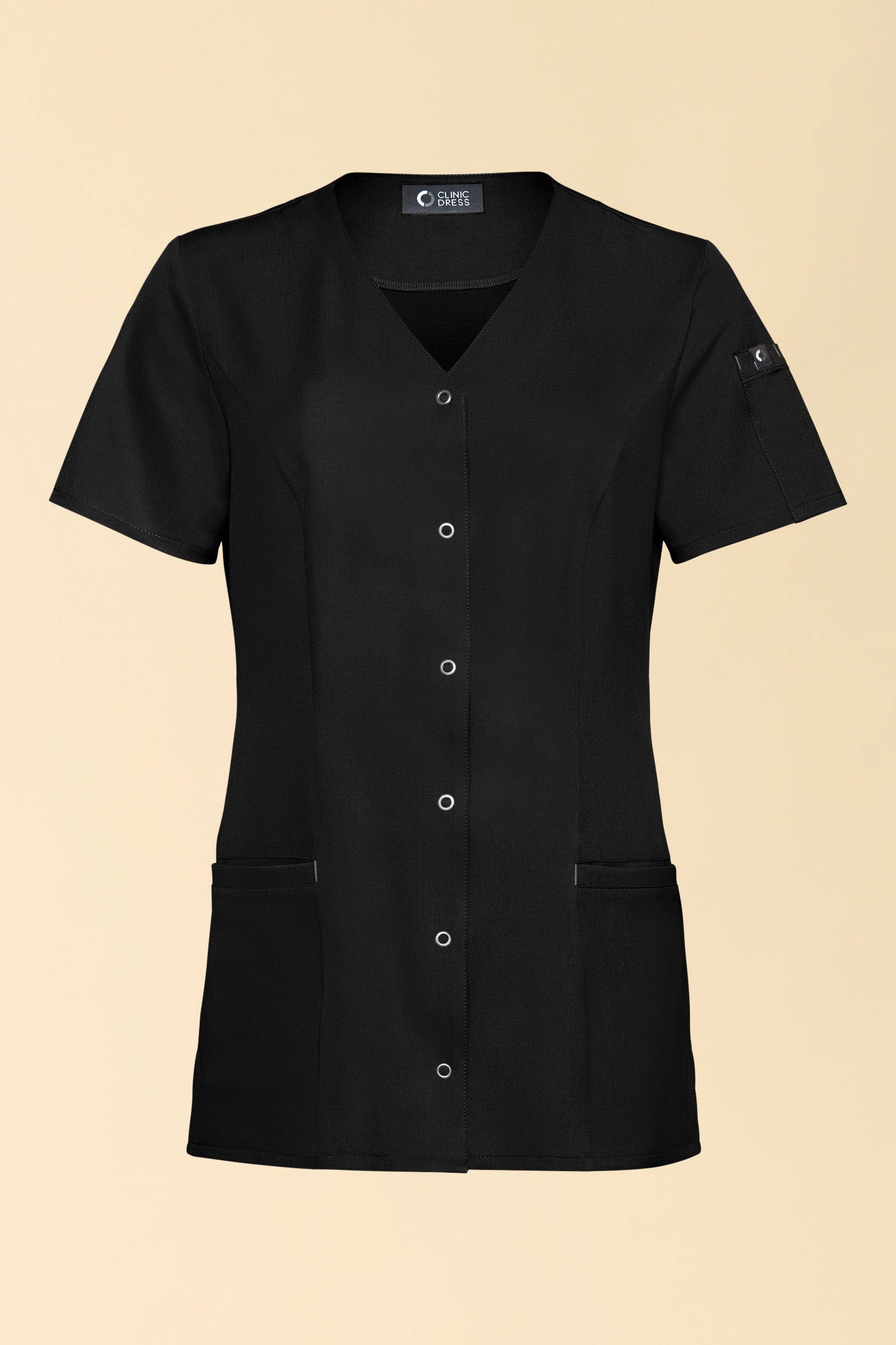 KAERE Kasack Damen - durchgeknöpft schwarz, Vorderansicht 