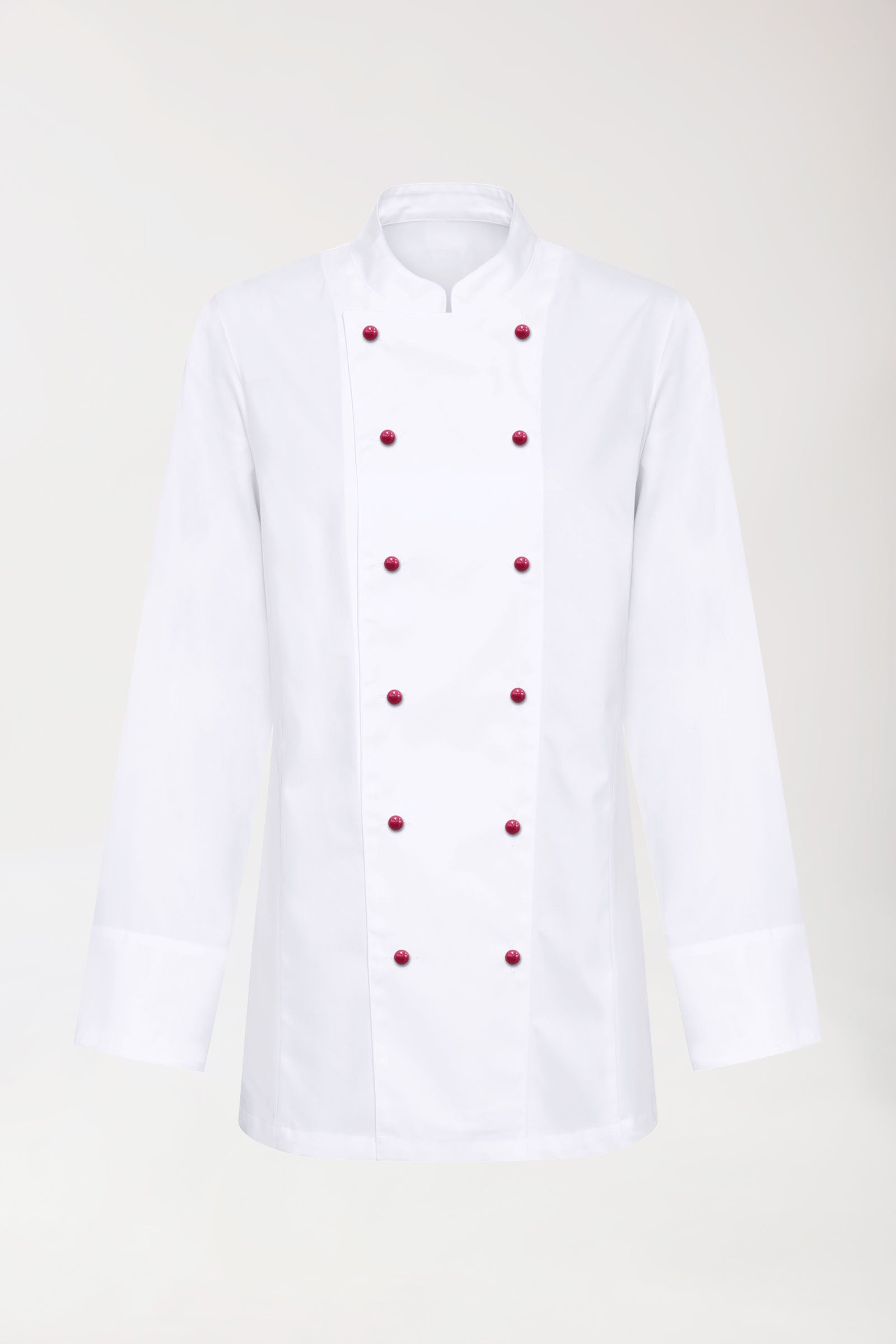 Gastro Kochjacke Damen - 6er Knopfreihe - 1/1 Arm weiß, Vorderansicht 