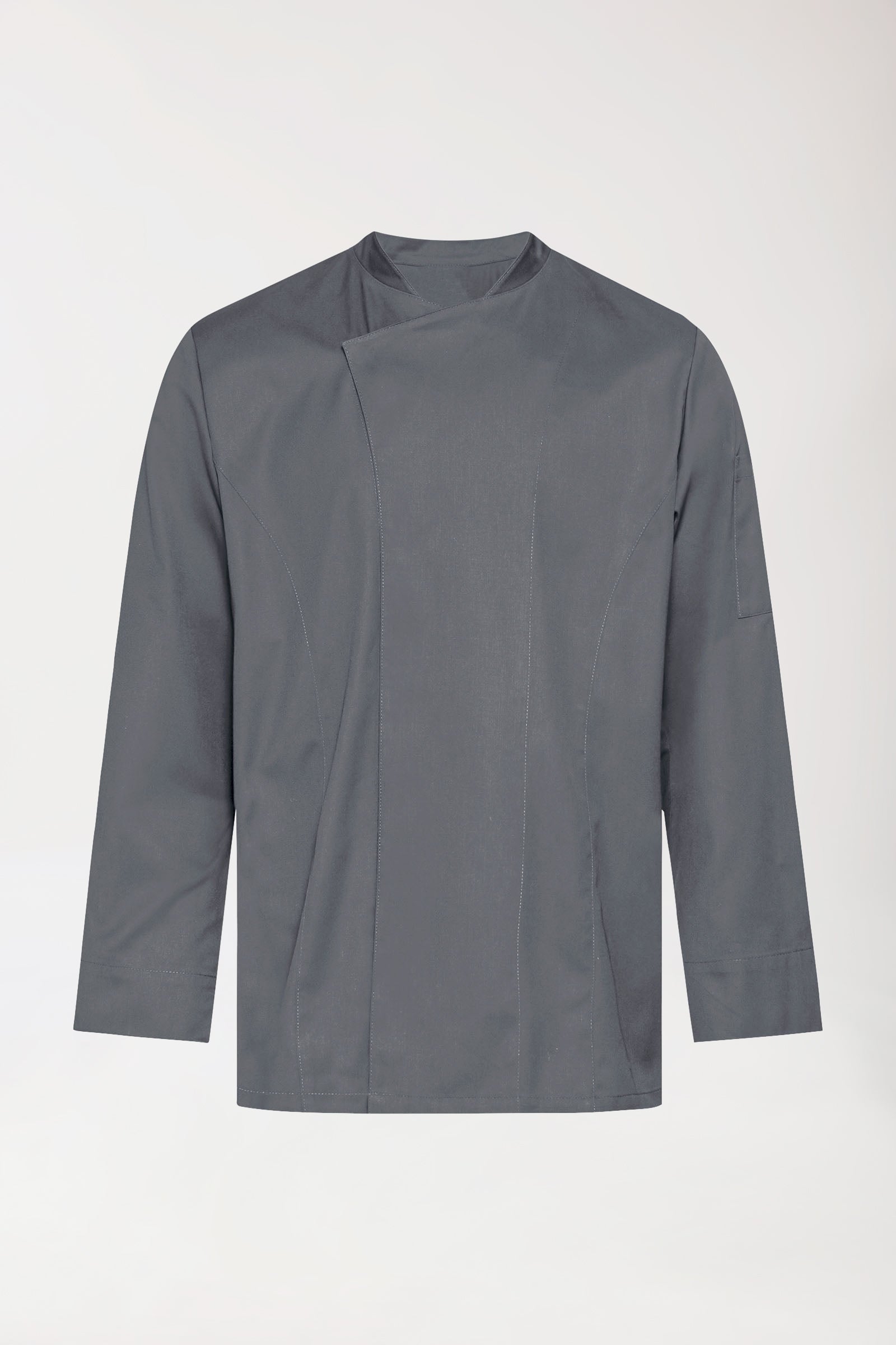 Gastro Kochjacke Herren - 1/1 Arm steingrau, Vorderansicht 