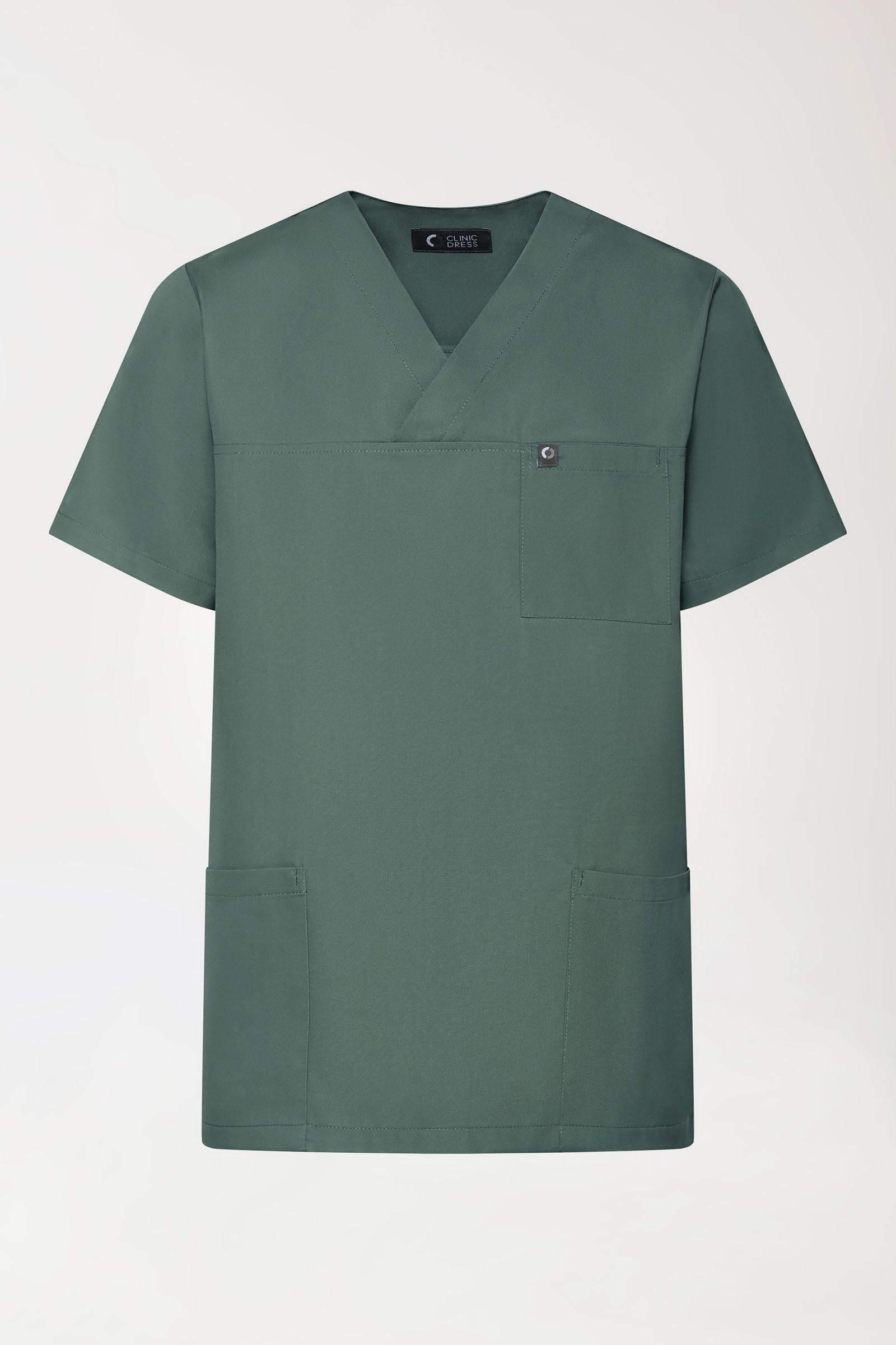 GREEN Stretch Schlupfkasack Unisex - V-Ausschnitt dunkelgrün, Vorderansicht 