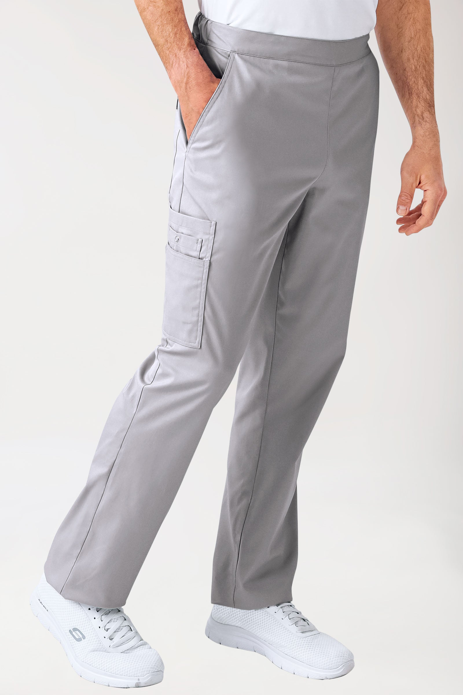 CLINIC STRETCH Hose Unisex - mit Beintasche grau, Vorderansicht 
