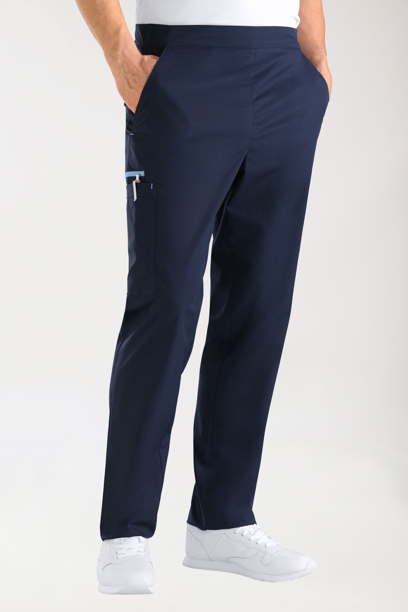Hose Navy mit Himmelblau Unisex, Vorderansicht 