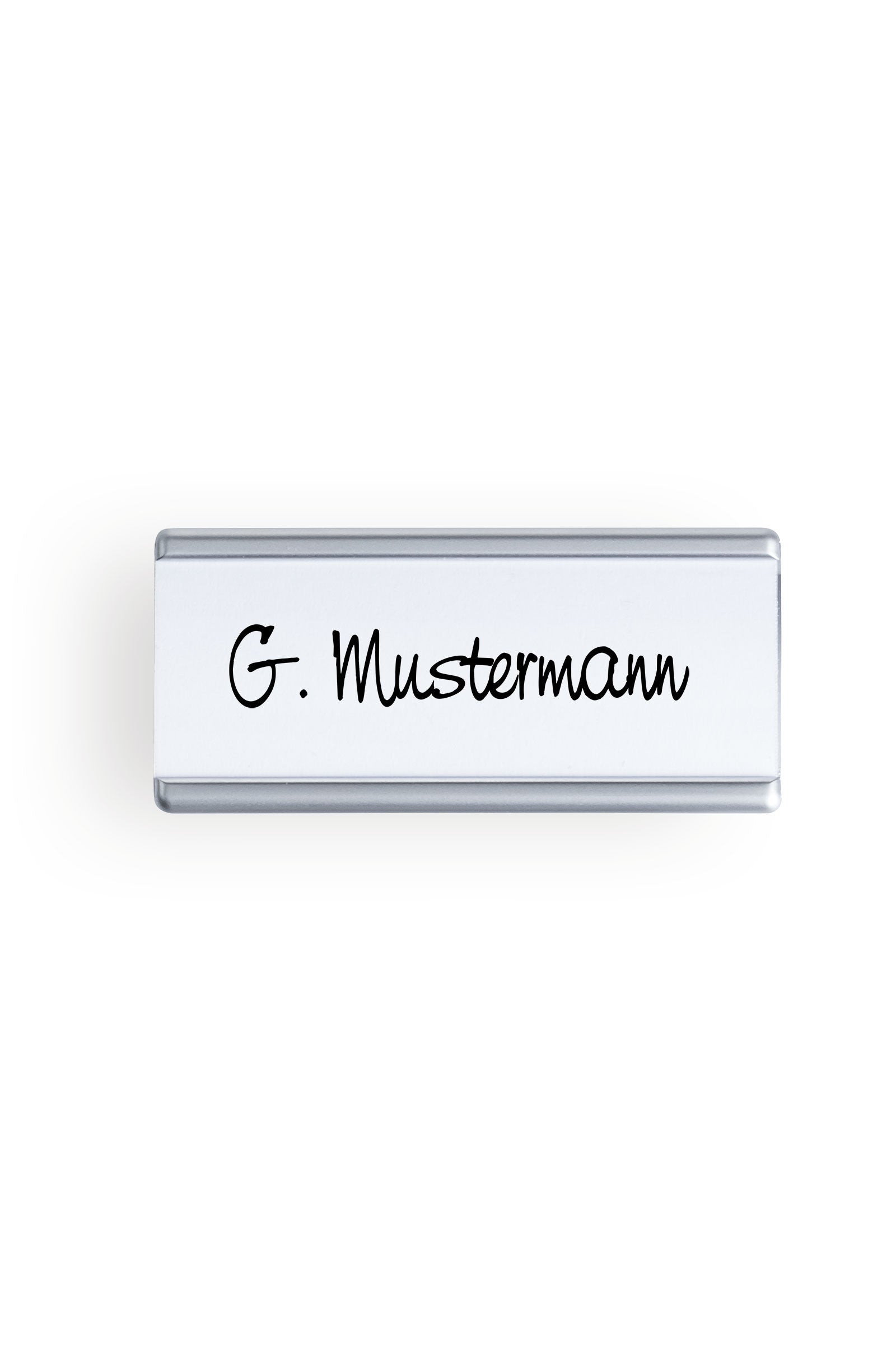 Namensschild Anstecker Silber Metallic 7x3 cm