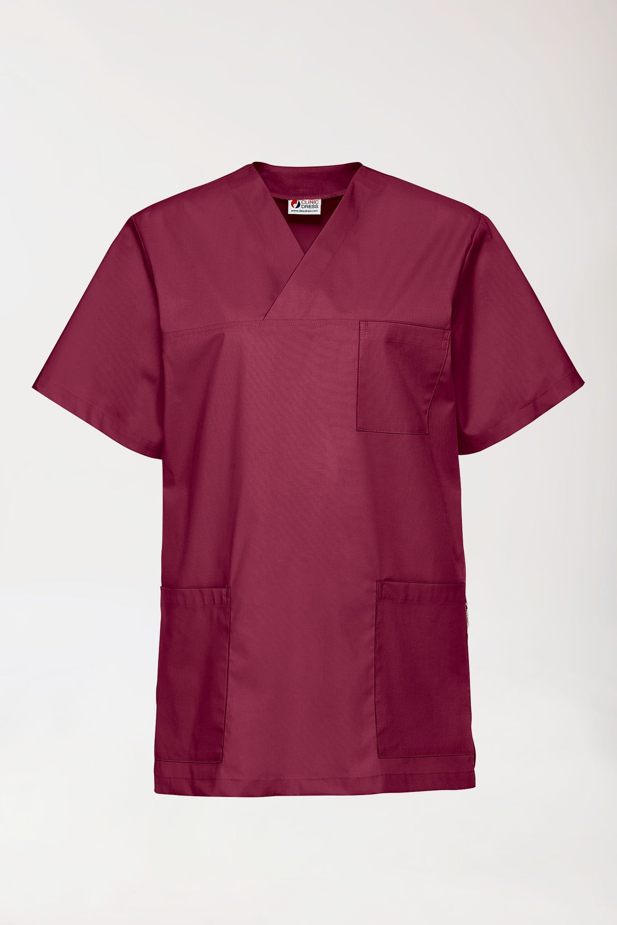 Stretch Schlupfkasack Unisex - V-Ausschnitt bordeaux, Vorderansicht 