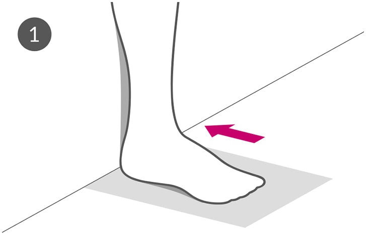 Fuss Silhouette mit Nummerierung für das richtige Messen. An eine Wand stellen.