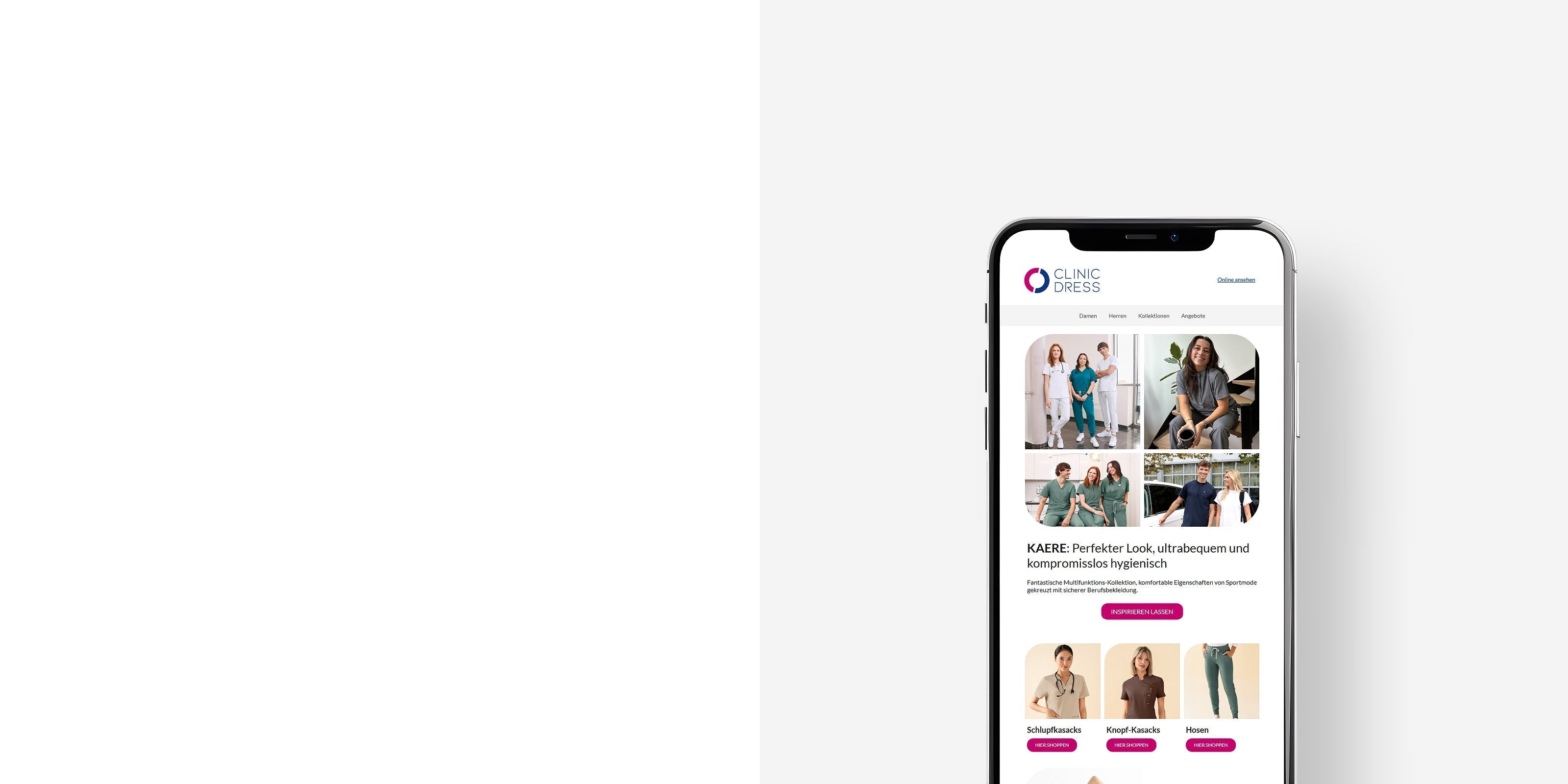 Nahaufnahme eines Handys mit CLINIC DRESS Newsletter
